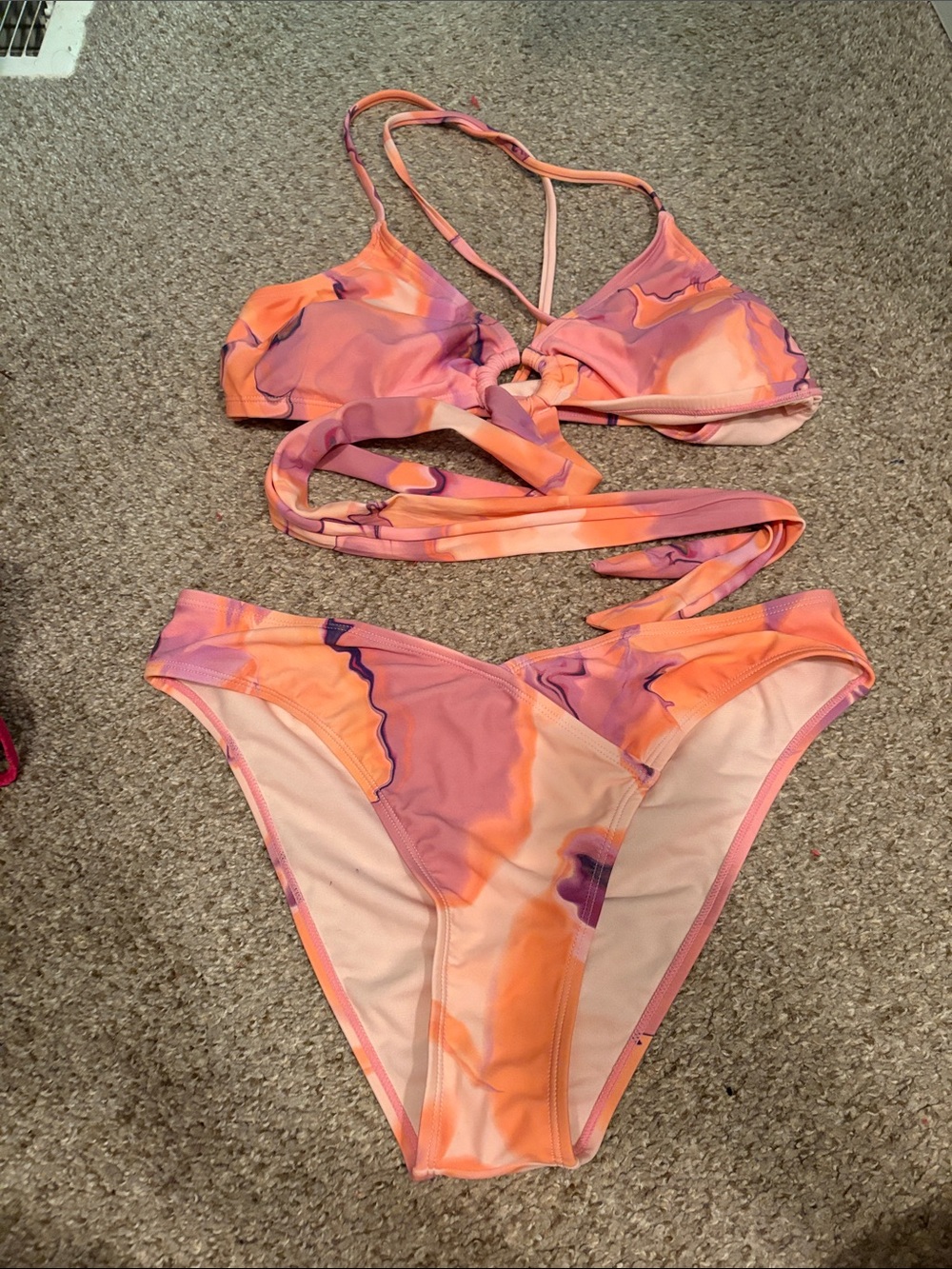 Cupshe Orange and Purple Marble Wrap Bikini